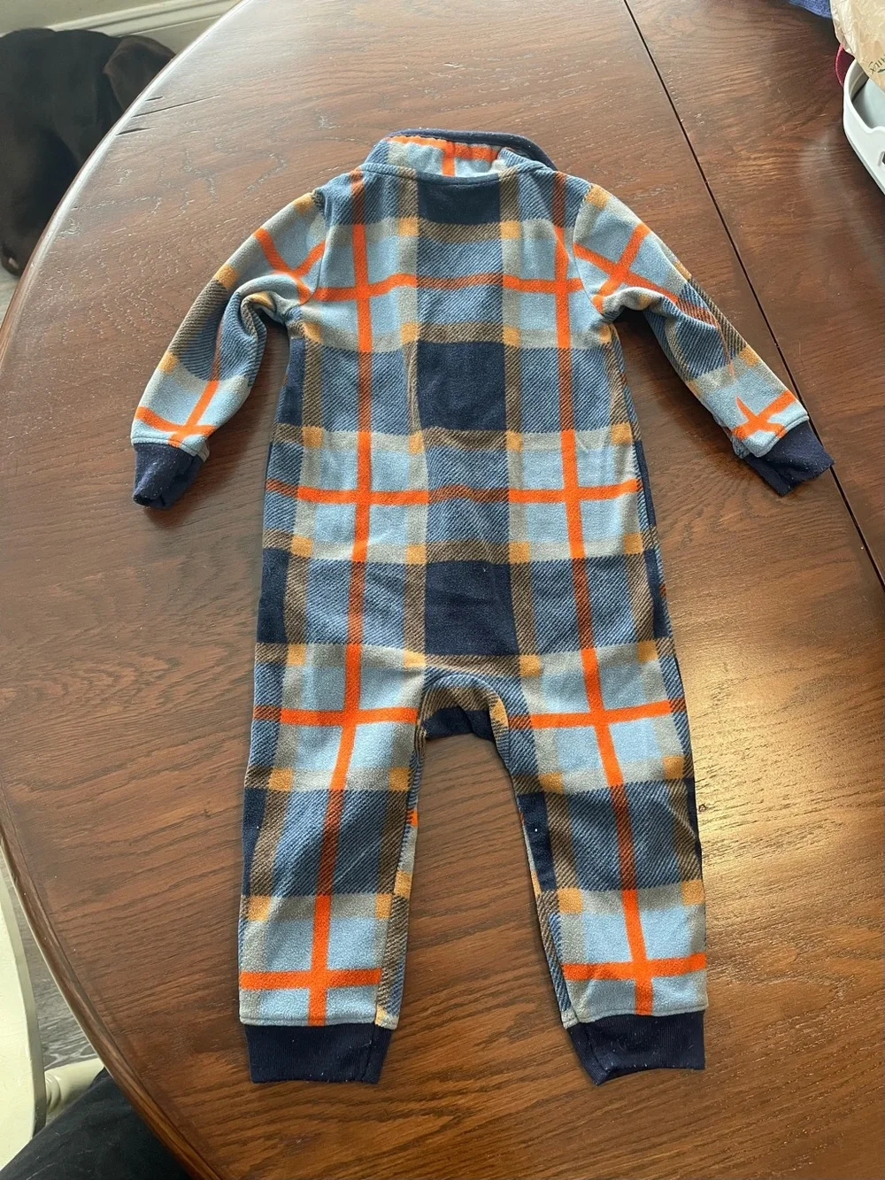 Carter's Navy, Light Blue & Orange Plaid Sherpa-Lined One-Piece